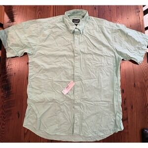 Mens Large Original Chino Shirt Cotton Short Sleeve Green NWT
